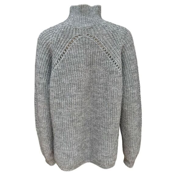 Gerard Darel Paris gray wool/alpaca blend turtleneck ribbed knit sweater sz 2/M - Picture 3 of 6